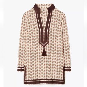 Tory burch Tory Tunic printed beach coverup curly ditsy logo